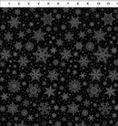 Pattern of snowflakes on a black background