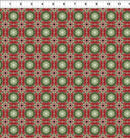 Patterned fabric with red and green geometric design