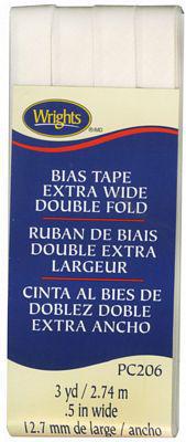 Wrights Bias Tape Extra Wide Double Fold Oyster 117 206 028 - a package of 3 yards of wrights single fold extra wide bias tape in the color "oyster"