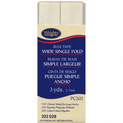Wrights Bias Tape Wide Single Fold Oyster 3 Yards 117 202 028 - sewjersey.com