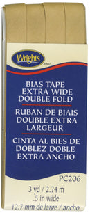 Wrights Extra Wide Double Fold Bias Tape Beige 3 Yards - sewjersey.com