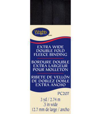 Wrights Extra Wide Double Fold Fleece Binding Black 3 Yards - 117 207 031