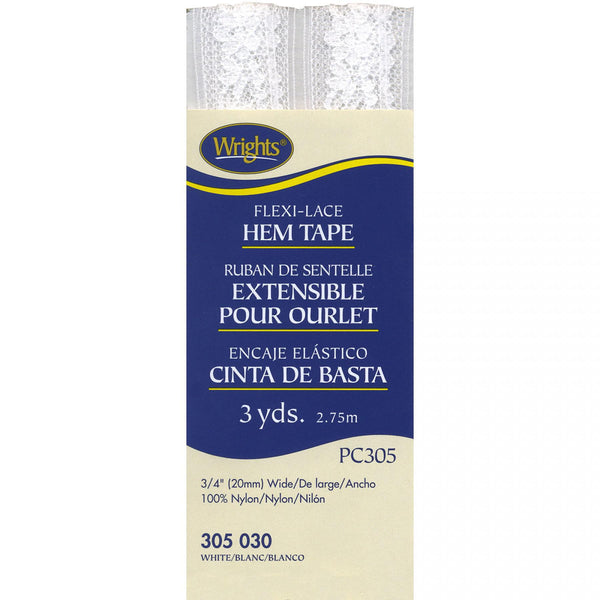Wrights Flexi-Lace Hem Tape 0.75" wide White 3 Yards 117 305 030