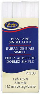 Wrights Single Fold Bias Tape White 4 Yards 117 200 030