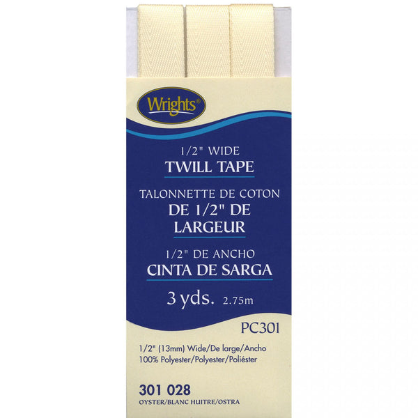 Wrights Twill Tape Oyster 1/2" wide 3 Yards 117 301 028