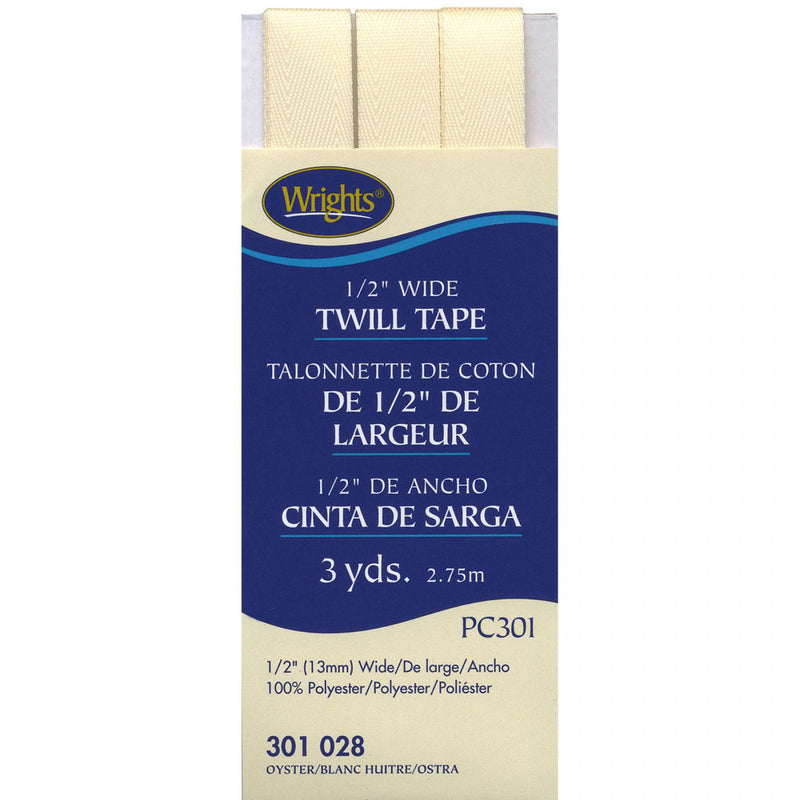 Wrights Twill Tape Oyster 1/2" wide 3 Yards 117 301 028
