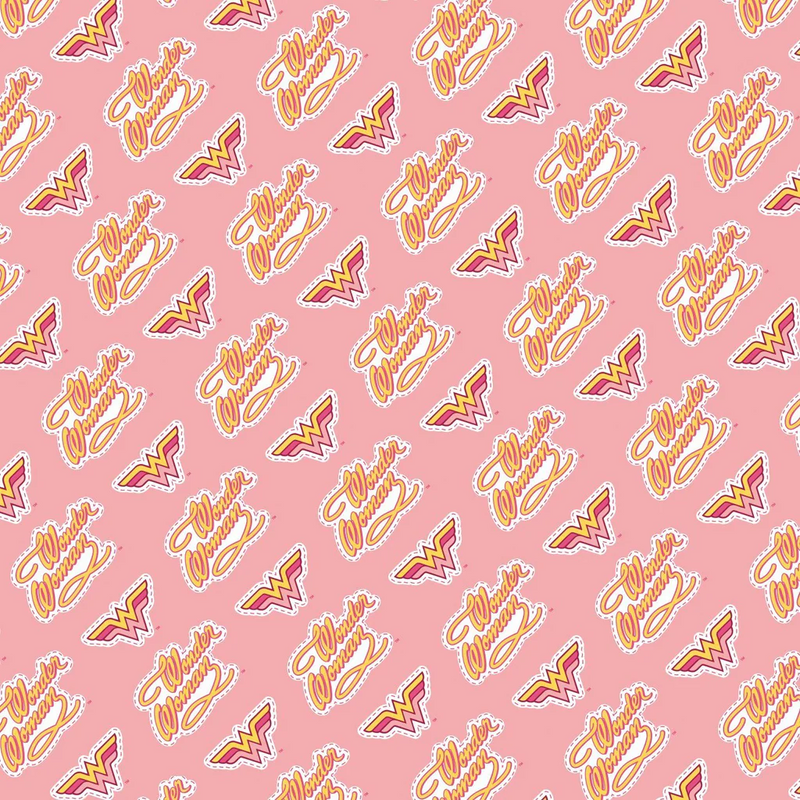Young DC Wonder Woman Jr Retro Logo Pink Camelot Fabrics 23421460