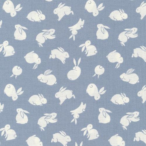 Paintbrush Studio Fabrics Bunnies on Grey Background - Moon Rabbit