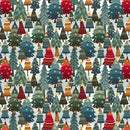 Henry Glass Nordic Holiday Village Stacked Trees 3606-17 Ice Blue Multi