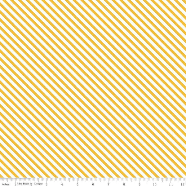 Riley Blake Designs Idyllic by Minki Kim - Mustard Idyllic Stripes - C9885 Mustard - Sewjersey.com