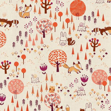 HO300-FI2U Omatsuri Nakama - Kitsunekun to Tomodachi - Fire Unbleached Fabric