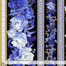 Timeless Treasures Moonlight by Chong-a Hwang Asian Floral 11" Stripe LOTUS-CM3982 BLACK 100% Cotton Fabric 44/45" wide - Sewjersey.com