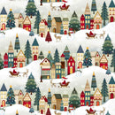 Henry Glass Nordic Holiday Village Santa Scene 3613-44 Cream Multi