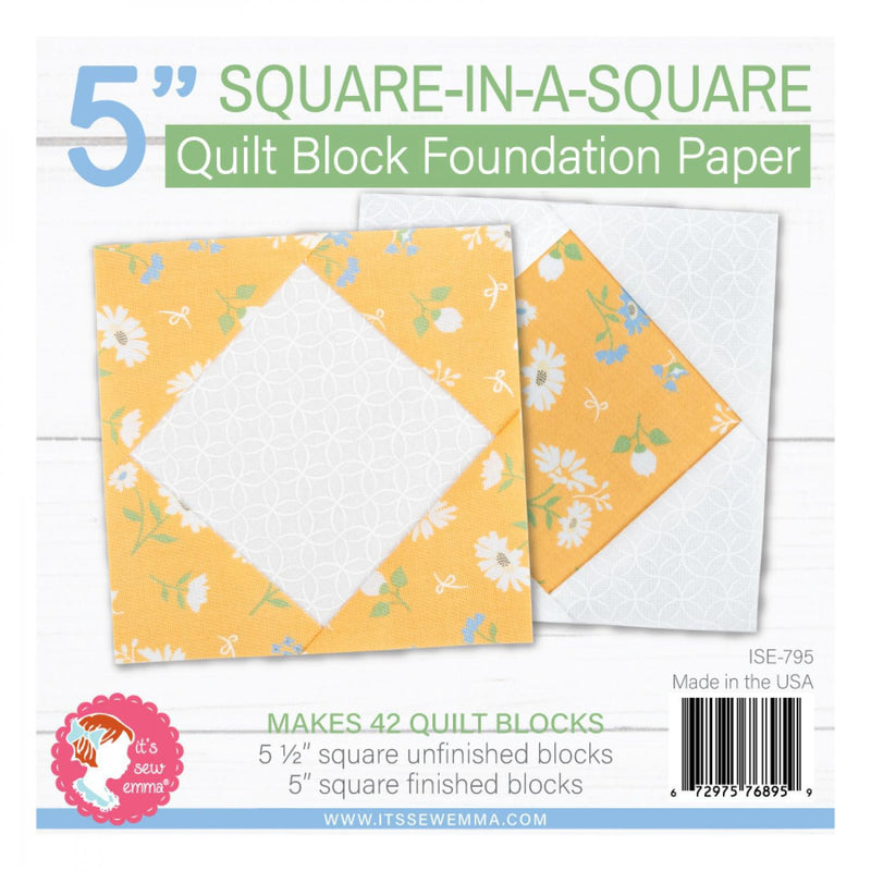 5Inch Square in a Square Quilt Block Foundation Paper