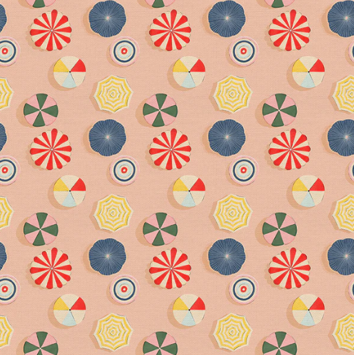 Paintbrush Studio Fabrics - Beach Day Umbrellas- Peach - 120-3119 - Sewjersey.com