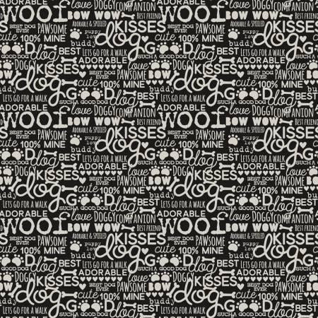 Riley Blake Designs Cooper by Bella Blvd - Black Cooper Words - C11402-BLACK
