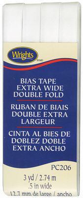 Wrights Extra Wide Double Fold Tape White 0.5" wide 3 Yards