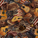 Timeless Treasures Home on the Range US Flags and Western Icons WEST-CD3863 MULTI