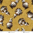 Blank Quilting Gears and Garland Steampunk Snowmen Gold 4822-30 Gold
