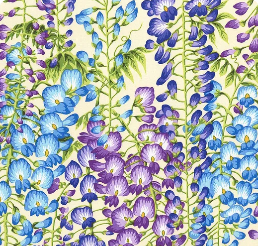 Free Spirit Temple Garden by Snow Leopard Designs Japanese Wisteria Ivory - PWSL121.IVORY - Sewjersey.com