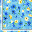 Poppy Serenade Fabric by Timeless Treasures FLOATING POPPIES WATERCOLOR POPPY-CD4163  SKY