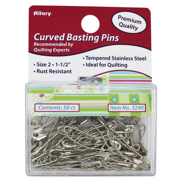Allary Curved Basting Pins Size 2: 1-1/2" - Sewjersey.com