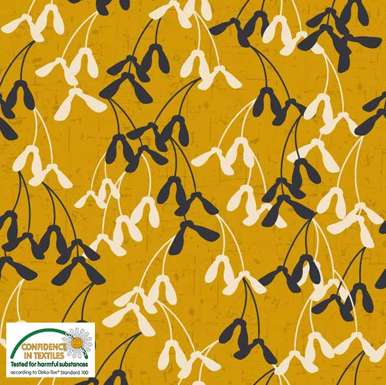 Stof Fabrics for Blank Quilting - Birds on the Move - Maple Seeds Gold - 4501 411 - Sewjersey.com