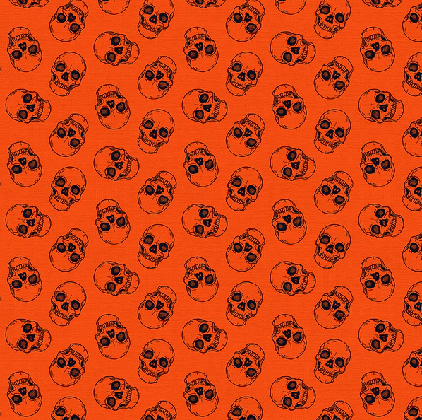 Paintbrush Studio Fabrics Drop Dead Gorgeous by Teresa Chan - Skulls Orange 12022220 - Sewjersey.com