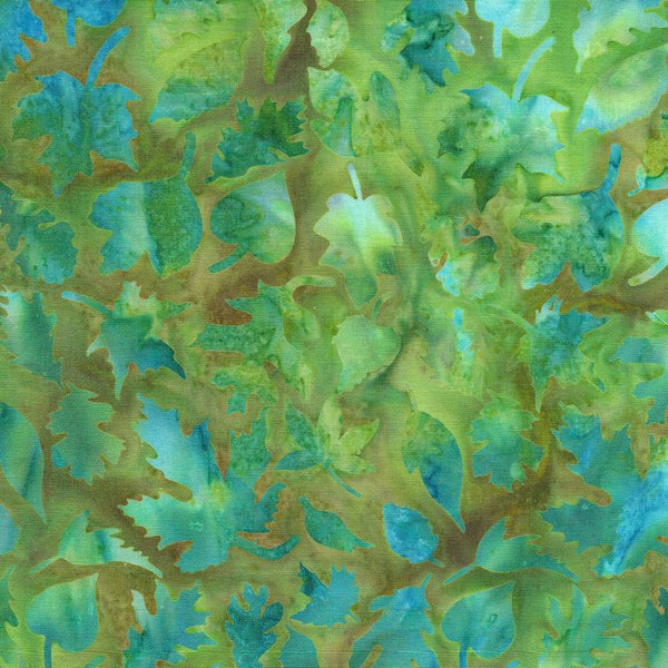 Island Batik Maple Island Leaves - Green Lemongrass