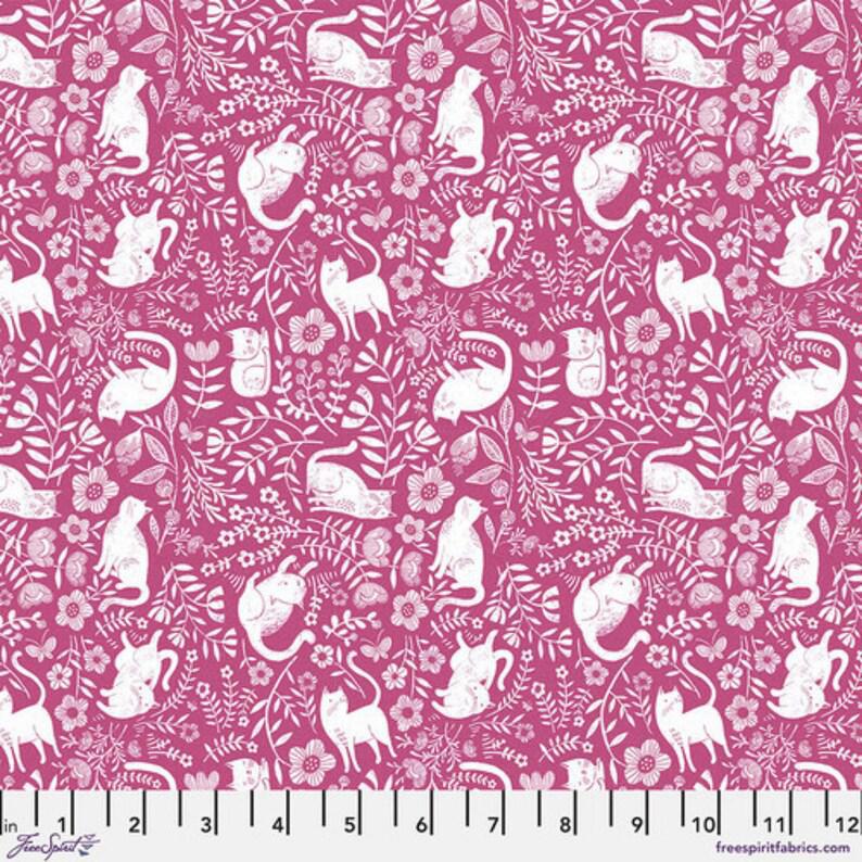 Free Spirit Here Kitty Kitty by Cori Dantini - Here Kitty Kitty Pink PWCD054.XPINK - Sewjersey.com