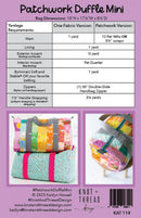 Patchwork Duffle Mini Pattern Back - Sewjersey.com