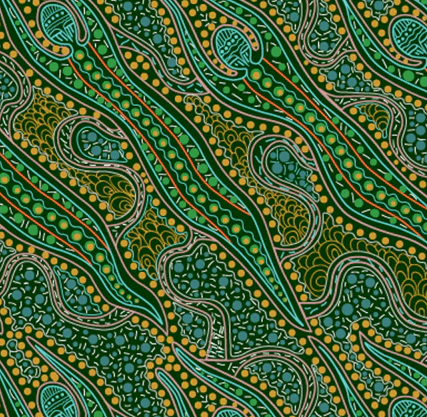 M & S Textiles - Spirit Dreaming Green by Anette Doolan SPDG - Sewjersey.com