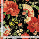 Imperial Bloom Fabric by Timeless Treasures FOCAL FLORAL METALLIC IMPERIAL-CM4371  JET