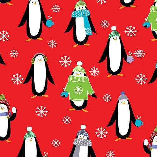 Benartex Snow Place Like Home - Penguin Pals Red 09870-10