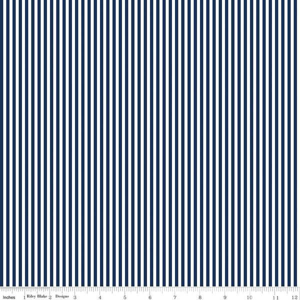 Riley Blake Designs Stripes by the RBD Designers - 1/8" Strip Navy - C495 NAVY - Sewjersey.com