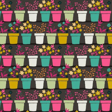 Cotton + Steel From the Desk Of... - Pots in Plants - Brown TB101-BR2
