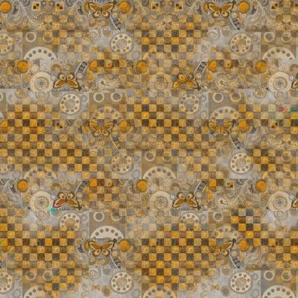 Wonderland Fabric Abstract Check Gold