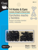 Dritz Hooks & Eyes, Size 3, Black - Sewjersey.com