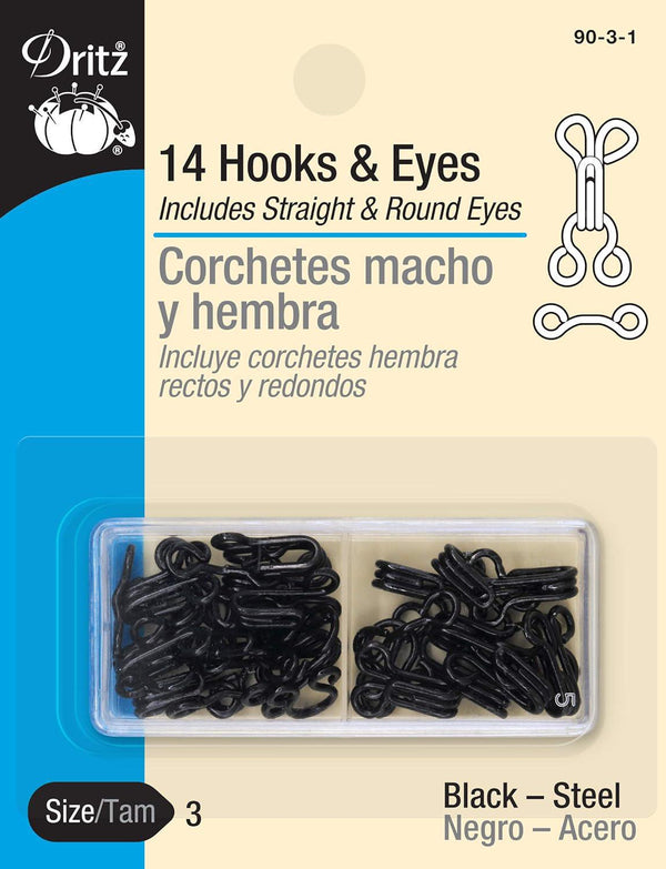 Dritz Hooks & Eyes, Size 3, Black
