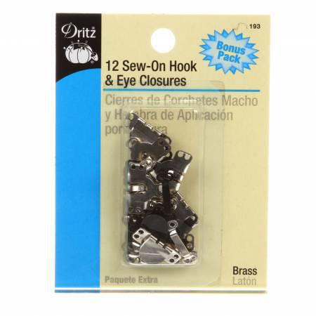 12 Sew-On Hook & Eye Closures
