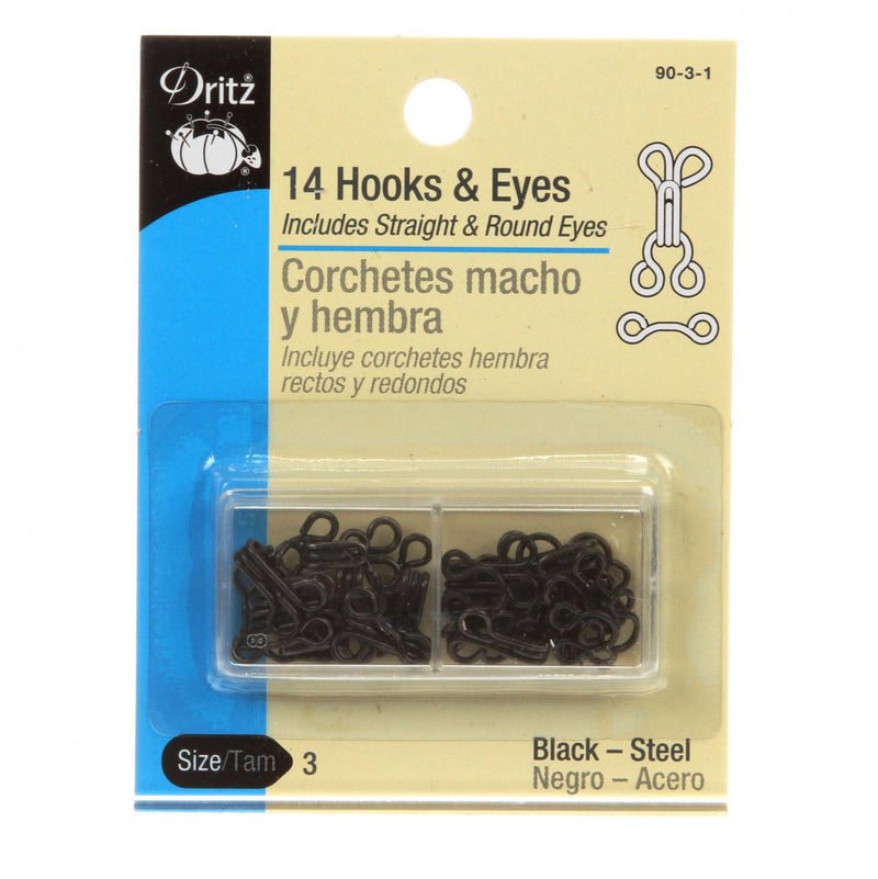 Hooks Eyes & Loops Black Size 3