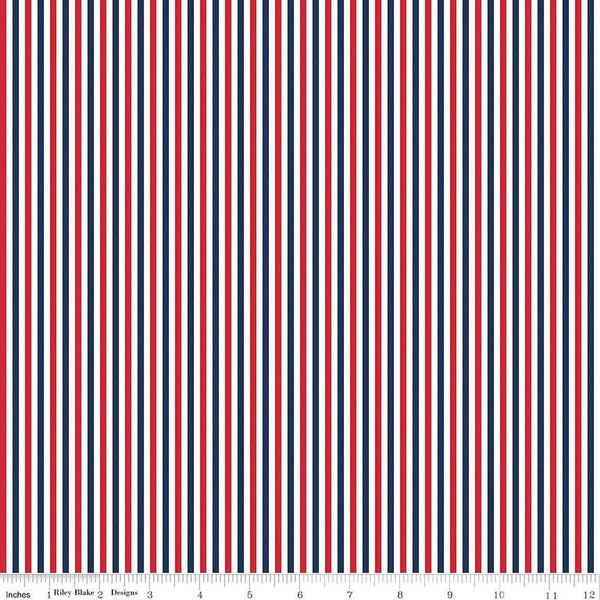 Riley Blake Designs Seasonal Basics by the RBD Designers - 1/8" Stripe Patriotic - C495 PATRIOTIC - Sewjersey.com