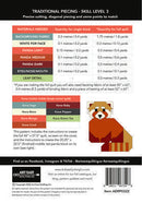 the back of the red panda quilt pattern, featuring fabric requirements. 