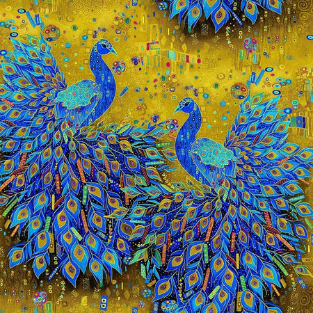 s Treasures Plumes of Gold by Chong-a Hwang Royal Peacocks Gold PLUME-CM3431  GOLD - sewjersey.com