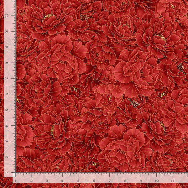 PACKED METALIC ASIAN FLORALS KYOTO-CM1670  RED - Sewjersey.com