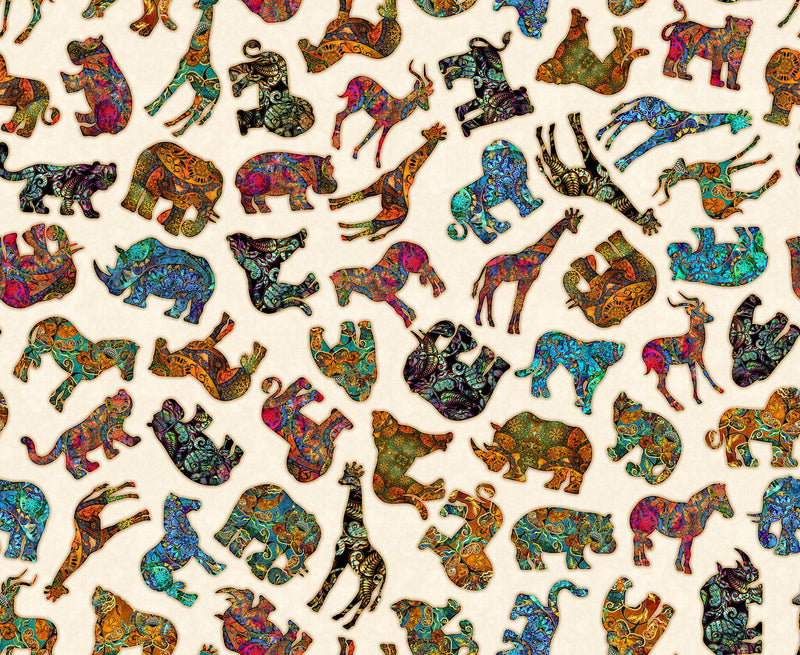 QT Serengeti Jungle Animals Cream - Sewjersey.com