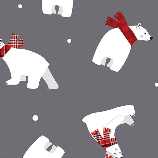 Benartex Winter Comfort Flannel - Polar Bear Fun 12768F 08 Gray - Sewjersey.com