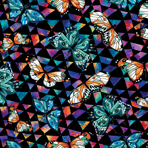 Butterflies & Prism BlackMulti  1319512B - Sewjersey.com