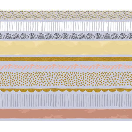 JM204-EG2M Summer in the Cotswolds - Bumble Bee - Earl Grey Metallic Fabric - Sewjersey.com