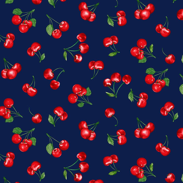 TIMELESS TREASURES FABRICS CHERRY PIE CHERRIES NAVY - Sewjersey.com